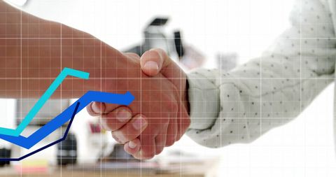 business handshake with growing graph in digital overlay - Download Free Stock Images Pikwizard.com