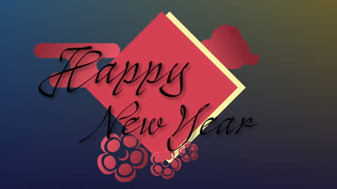 Abstract New Year Greeting Card with Floral Design