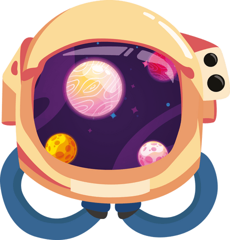 astronaut helmet displaying colorful planets on transparent background - Download Free Stock Videos Pikwizard.com