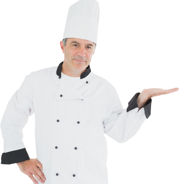 Smiling Chef with Hand Gesture Inviting to Enjoy Food - Download Free Stock Videos Pikwizard.com