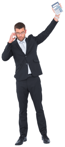 transparent businessman holding calculator on phone celebrating - Download Free Stock Videos Pikwizard.com