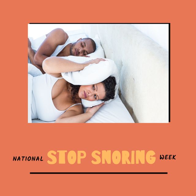 National Stop Snoring Week Graphic with Couple in Bed - Download Free Stock Templates Pikwizard.com