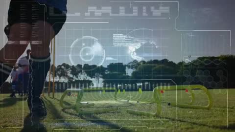 Athlete Enhancing Fitness with Digital Analytics Visualization