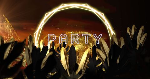 Neon Party Vibe with Glowing Text and Circular Light Patterns - Download Free Stock Images Pikwizard.com