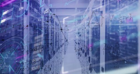 Mathematics Overlaid on Server Room for Data Analysis Concept - Download Free Stock Images Pikwizard.com
