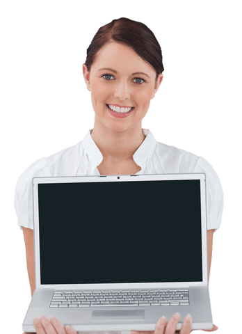 Caucasian Businesswoman Holding Laptop Transparent Background - Download Free Stock Videos Pikwizard.com
