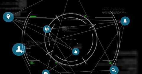 Futuristic Digital Interface with Tech and Communication Icons - Download Free Stock Images Pikwizard.com