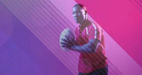 Dynamic African American Rugby Player Under French Flag Colors