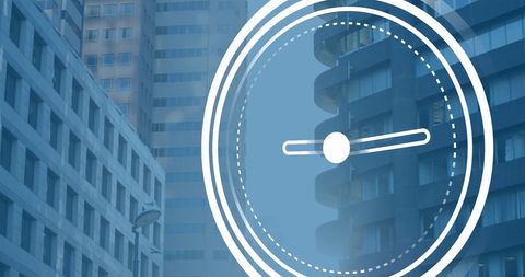 Digital Clock Interface Overlaying Modern City Skyscrapers - Download Free Stock Images Pikwizard.com