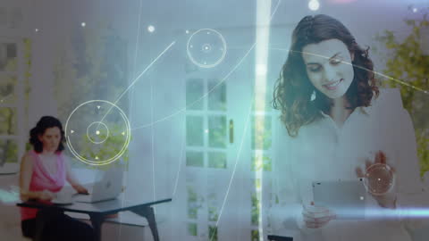 Women Scientists Interacting With Digital Technology and Analytics