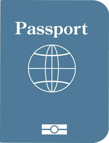 Flat blue passport icon with transparent background