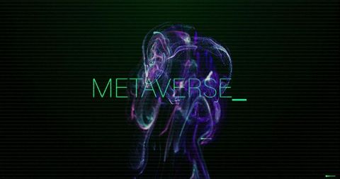 Abstract Metaverse Digital Art with Glowing Text