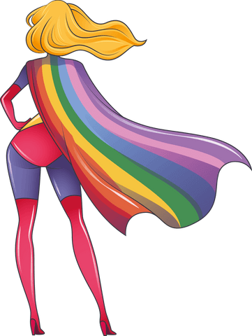 colorful female superhero with rainbow cape on transparent background - Download Free Stock Videos Pikwizard.com