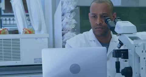 Biracial Scientist Analyzing Data on Computer in Modern Lab - Download Free Stock Images Pikwizard.com