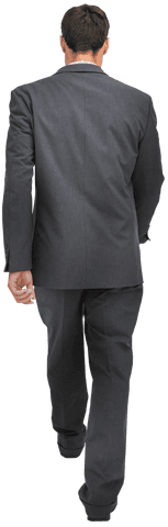 Transparent Young Businessman Walking Away in Gray Suit