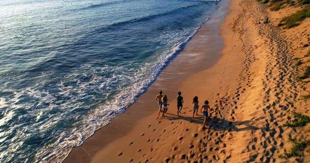 Family Enjoying Sunset Walk on Tranquil Beach - Download Free Stock Images Pikwizard.com