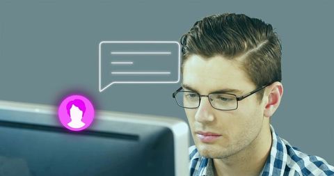 Focused professional man engaging with digital communication