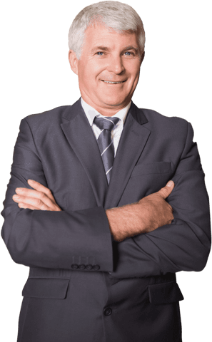 Confident Senior Businessman in Formal Suit on Transparent Background