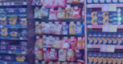 Blurry Shop Aisle with Overlay of Financial Data Visualizations - Download Free Stock Images Pikwizard.com