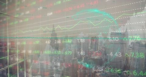 Blending Financial Data with Urban Skyline Modern Finance Reflection