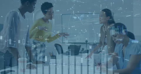 Diverse Business Team Analyzing Financial Data with Global Perspective