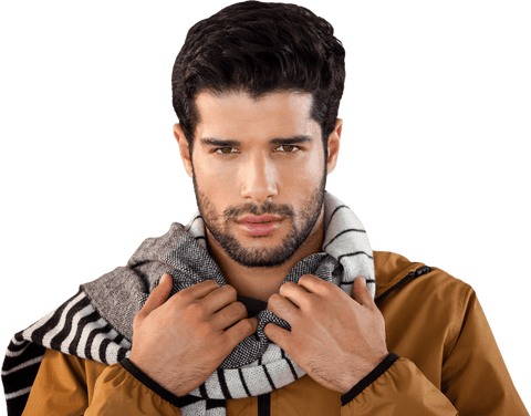 Confident Man in Autumn Fashion with Transparent Background
