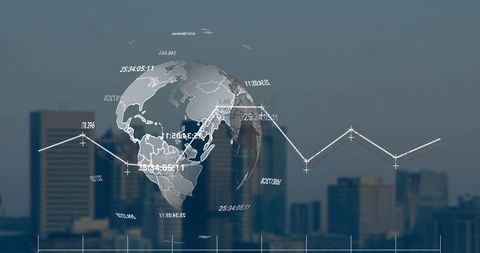 Global Networking and Business Data Visualization with Urban Skyline - Download Free Stock Images Pikwizard.com