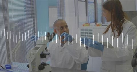 Scientists Collaborating at Laboratory Discussing Research Insights