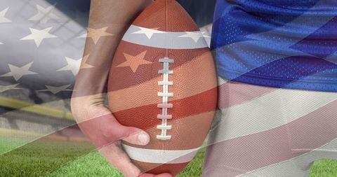 American Football Player with United States Flag Overlay