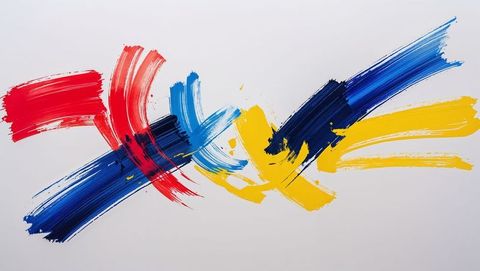 Vibrant Brushstrokes in Red, Blue, and Yellow Expressionism