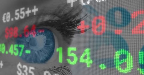 Woman's Eye with Digital Interface Overlaid with Stock Market Data - Download Free Stock Images Pikwizard.com