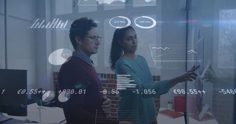 Financial Data Analysis Discussion in Modern Office Environment