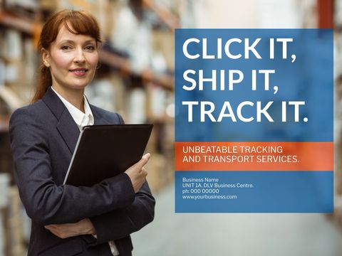 confident businesswoman promoting efficient logistics solutions - Download Free Stock Templates Pikwizard.com