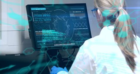 Female Scientist Analyzing Complex Data on Computer in Lab - Download Free Stock Images Pikwizard.com