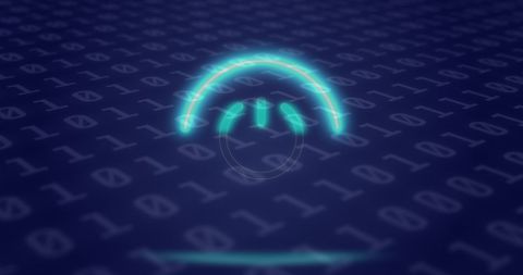 Neon Power Symbol Overlaying Binary Code - Download Free Stock Images Pikwizard.com