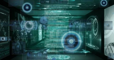 Futuristic Data Processing Room with Digital Interfaces - Download Free Stock Images Pikwizard.com