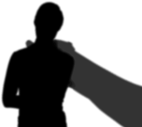 Transparent silhouette of person writing with digital interface