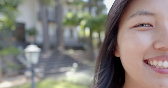 Close-Up of Smiling Woman Outdoors - Download Free Stock Images Pikwizard.com