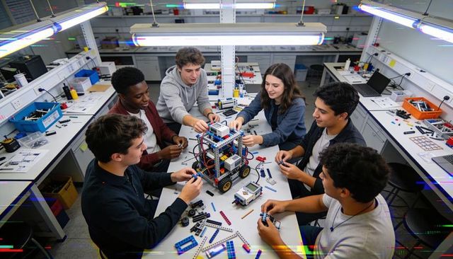 Students Assembling Multi-level Wheeled Modular Robot in STEM Lab for Team-Based Learning