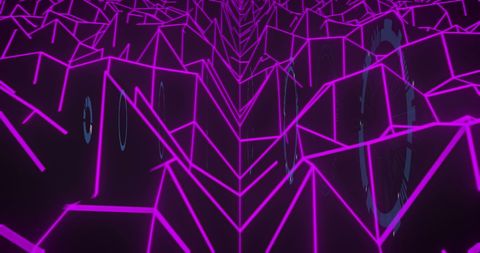 Futuristic digital landscape with purple neon lines