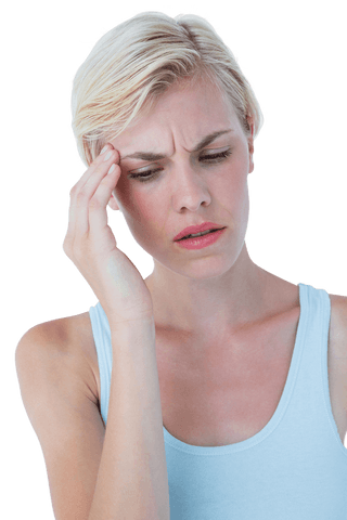 Woman With Blond Hair Transparent Background Headache Holding Head