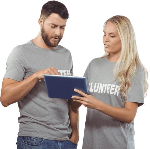 Engaging volunteers using transparent tablet