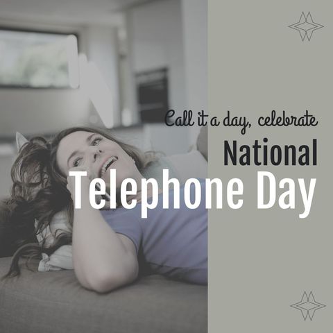 National Telephone Day Celebration with Happy Woman Talking on Phone - Download Free Stock Templates Pikwizard.com