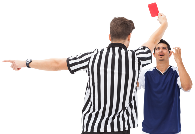 Referee Showing Red Card to Soccer Player Against Transparent Background - Download Free Stock Videos Pikwizard.com