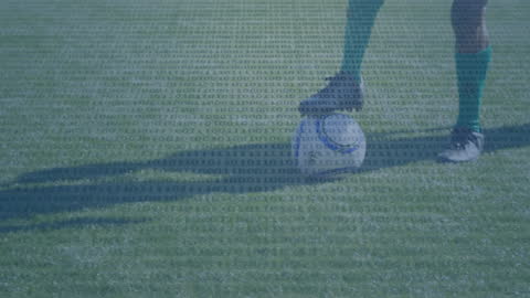 Dual Exposure of Binary Code Overlay on Football Scene