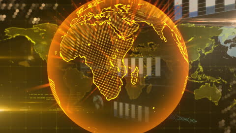 Futuristic Digital Globe with Business Analytics Visualization