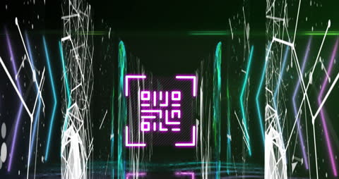 Futuristic QR code with Neon Interactive Elements