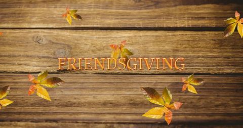 Friendsgiving Celebration on Rustic Wooden Background