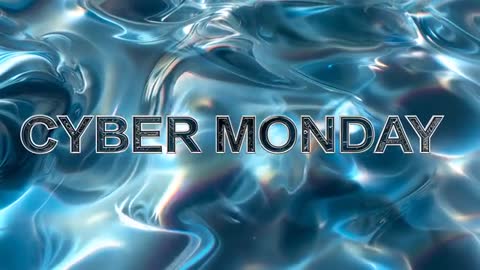 Cyber Monday Shining Metallic Liquid Background with Reflecting Typography Motion