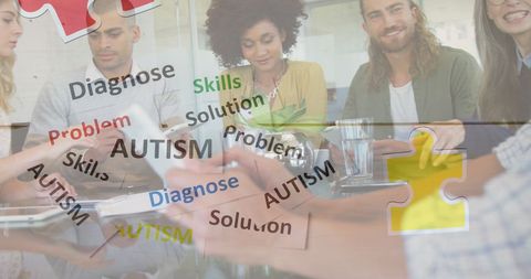business team collaborating with autism awareness concept - Download Free Stock Images Pikwizard.com